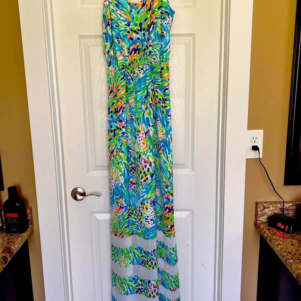 Lily Pulitzer Deanna Maxi Dress Sea soirée size small EUC